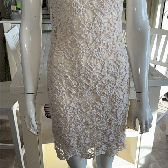 Temperance XS Elegant crochet Lace Sleeveless mini Dress cream - Picture 4 of 11